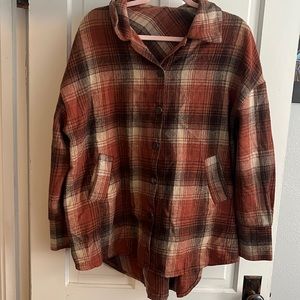 Orange plaid shacket